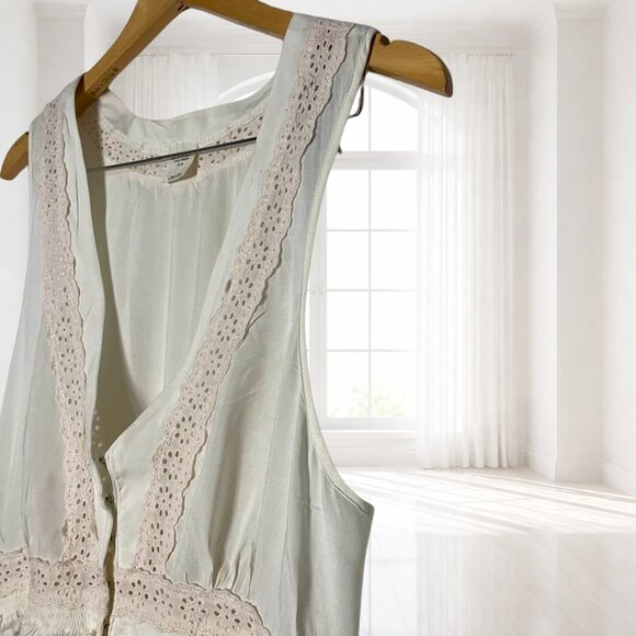 Intimately Free People Eyelet Boho Tunic Top | Medium | Raw Hem Cotton Trim - Picture 4 of 13